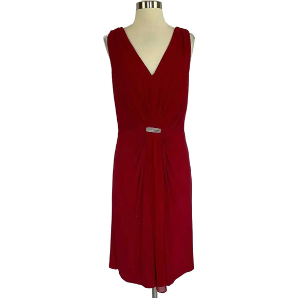 Ralph Lauren Women's Cocktail Dress Size 6P Red Chiffon Sleeveless A-Line - Picture 1 of 13